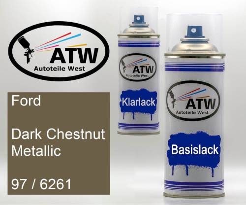 Ford, Dark Chestnut Metallic, 97 / 6261: 400ml Sprühdose + 400ml Klarlack - Set, von ATW Autoteile West.